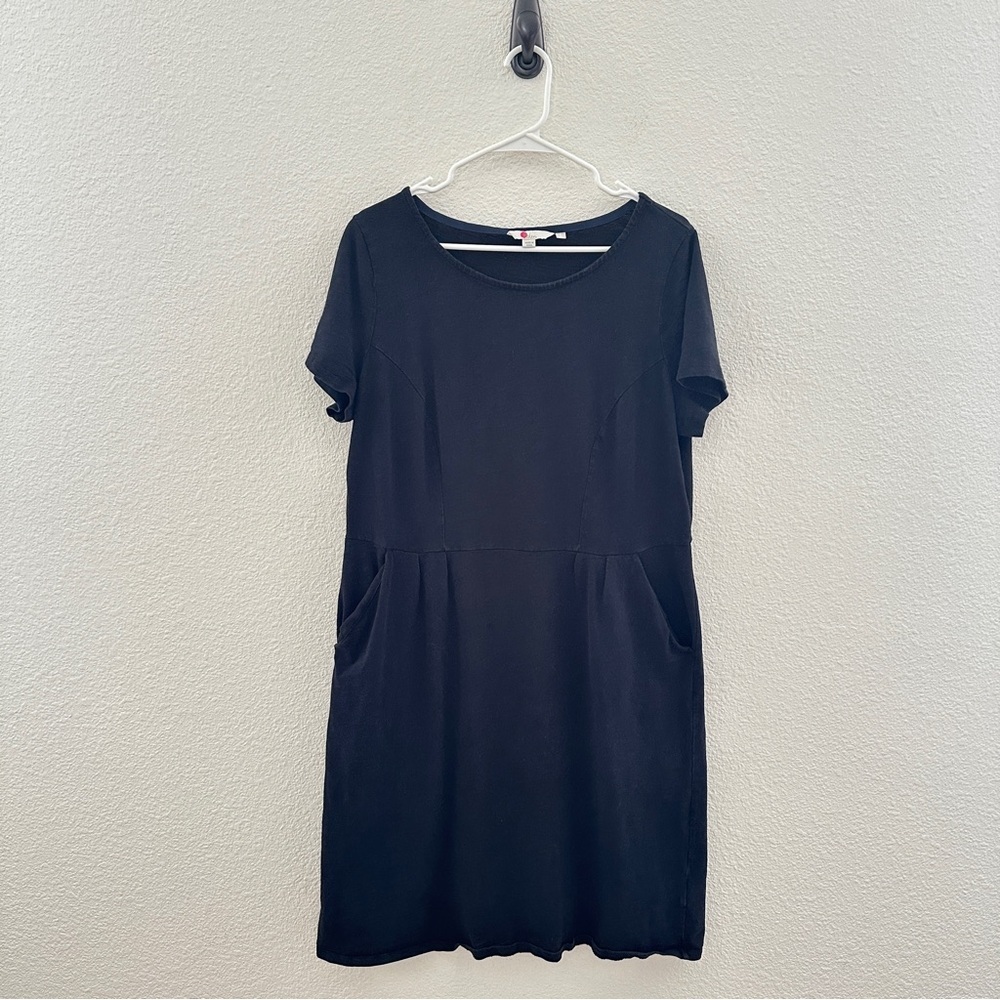 Boden Black Short Sleeve Dress Normcore Lagenlook Casual neutral 14R